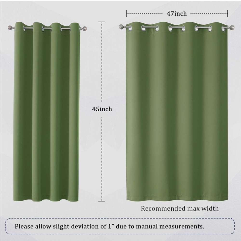 Sage Green Curtain 1 Panel Grommet Top Blackout Thermal Insulated Darkening